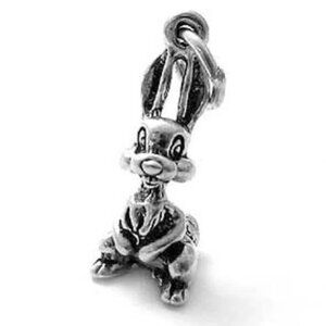 BUNNY RABBIT CHARM IN 3D. STERLING SILVER.